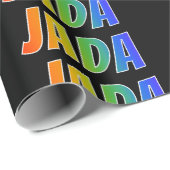 Rainbow Voornaam "JADA"; vun & kleurrijk Cadeaupapier (Rol Hoek)