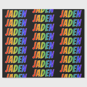 Rainbow Voornaam "JADEN"; vun en kleurrijk Cadeaupapier