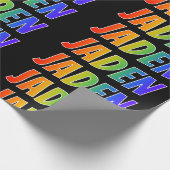 Rainbow Voornaam "JADEN"; vun en kleurrijk Cadeaupapier (Hoek)