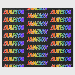 Rainbow Voornaam "JAMESON"; vun en kleurrijk Cadeaupapier