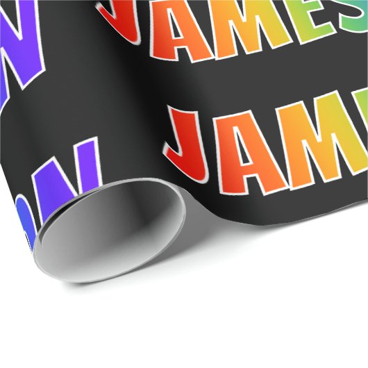 Rainbow Voornaam "JAMESON"; vun en kleurrijk Cadeaupapier (Rol Hoek)