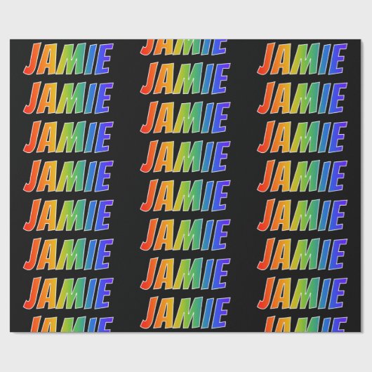 Rainbow Voornaam "JAMIE"; vun & kleurrijk Cadeaupapier (Vlak)
