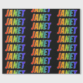 Rainbow Voornaam "JANET"; vun en kleurrijk Cadeaupapier (Vlak)