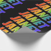 Rainbow Voornaam "JANET"; vun en kleurrijk Cadeaupapier (Hoek)