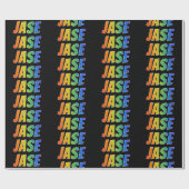 Rainbow Voornaam "JASE"; vun & kleurrijk Cadeaupapier (Vlak)