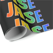 Rainbow Voornaam "JASE"; vun & kleurrijk Cadeaupapier (Rol Hoek)