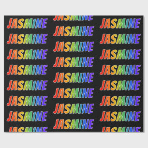 Rainbow Voornaam "JASMINE"; vun en kleurrijk Cadeaupapier