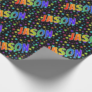 Rainbow Voornaam "JASON" + sterren Cadeaupapier