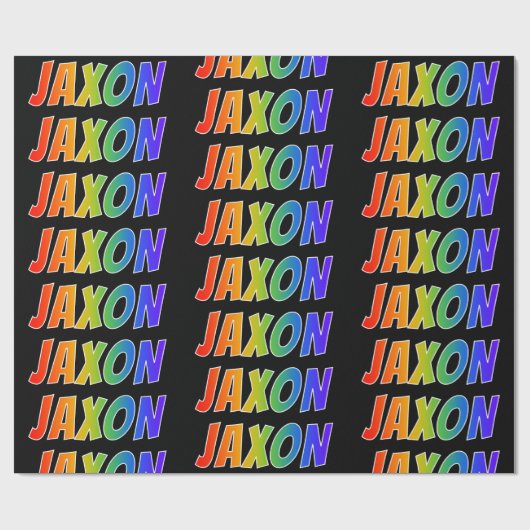 Rainbow Voornaam "JAXON"; vun & kleurrijk Cadeaupapier (Vlak)
