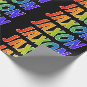 Rainbow Voornaam "JAXON"; vun & kleurrijk Cadeaupapier (Hoek)