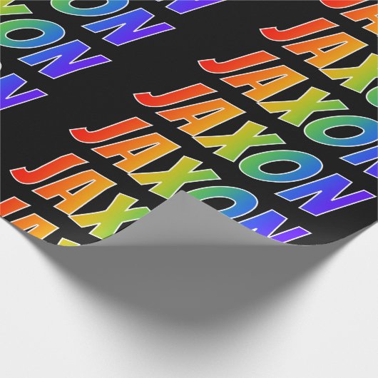 Rainbow Voornaam "JAXON"; vun & kleurrijk Cadeaupapier (Hoek)
