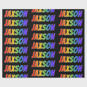 Rainbow Voornaam "JAXSON"; vun en kleurrijk Cadeaupapier