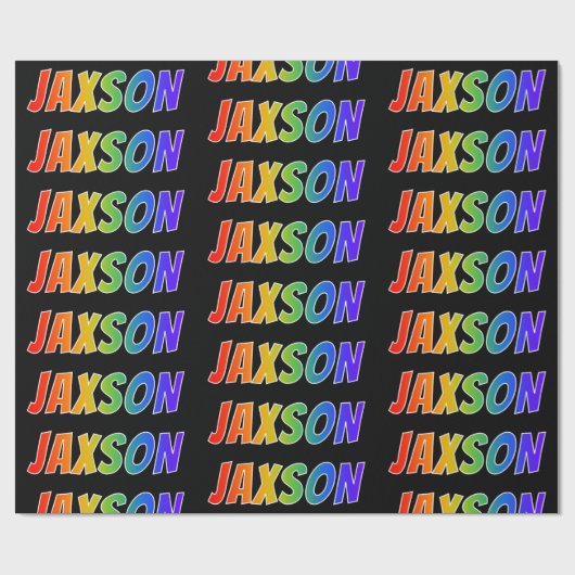 Rainbow Voornaam "JAXSON"; vun en kleurrijk Cadeaupapier (Vlak)