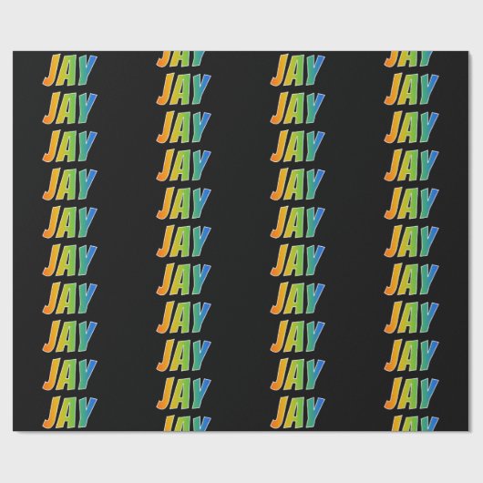 Rainbow Voornaam "JAY"; vun & kleurrijk Cadeaupapier (Vlak)