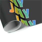 Rainbow Voornaam "JAY"; vun & kleurrijk Cadeaupapier (Rol Hoek)