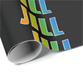 Rainbow Voornaam "JILL"; vun en kleurrijk Cadeaupapier (Rol Hoek)