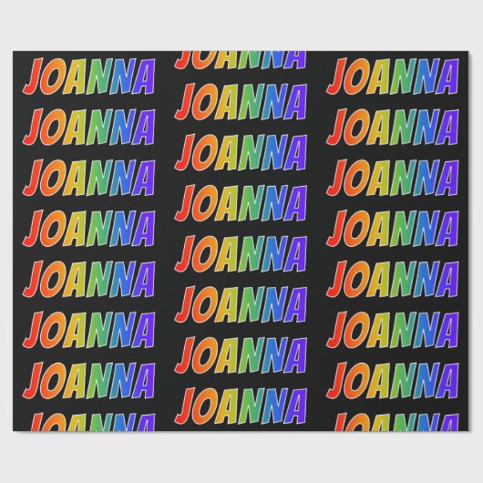 Rainbow Voornaam "JOANNA"; vun & kleurrijk Cadeaupapier (Vlak)