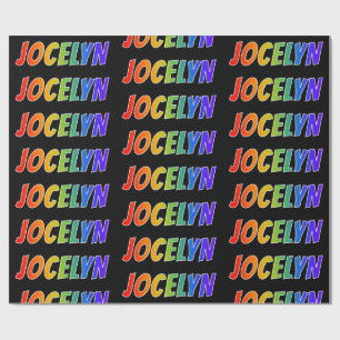 Rainbow Voornaam "JOCELYN"; vun en kleurrijk Cadeaupapier