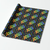 Rainbow Voornaam "JOEL" + sterren Cadeaupapier (Uitgerold)