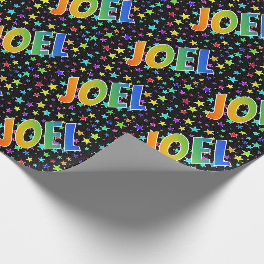 Rainbow Voornaam "JOEL" + sterren Cadeaupapier (Hoek)