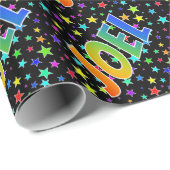 Rainbow Voornaam "JOEL" + sterren Cadeaupapier (Rol Hoek)