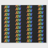 Rainbow Voornaam "JON"; vun & kleurrijk Cadeaupapier (Vlak)