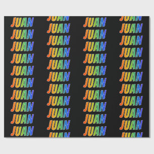Rainbow Voornaam "JUAN"; vun & kleurrijk Cadeaupapier