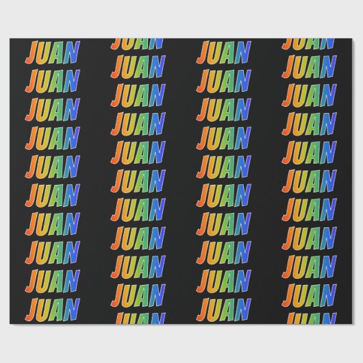 Rainbow Voornaam "JUAN"; vun & kleurrijk Cadeaupapier (Vlak)