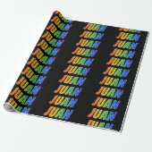 Rainbow Voornaam "JUAN"; vun & kleurrijk Cadeaupapier (Uitgerold)