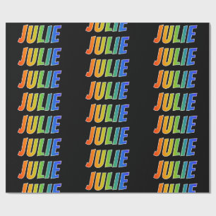 Rainbow Voornaam "JULIE"; vun en kleurrijk Cadeaupapier