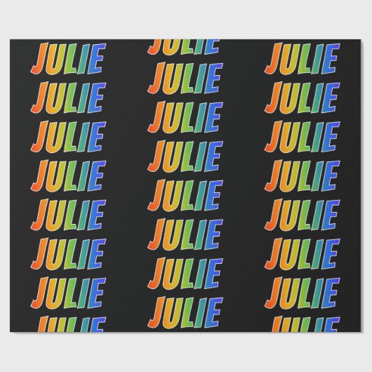 Rainbow Voornaam "JULIE"; vun en kleurrijk Cadeaupapier (Vlak)