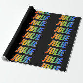 Rainbow Voornaam "JULIE"; vun en kleurrijk Cadeaupapier (Uitgerold)