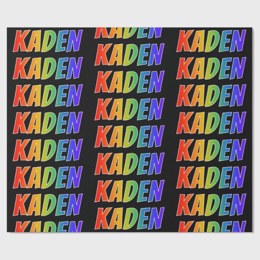 Rainbow Voornaam "KADEN"; vun en kleurrijk Cadeaupapier (Vlak)