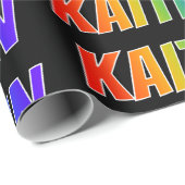 Rainbow Voornaam "KAITLIN"; vun en kleurrijk Cadeaupapier (Rol Hoek)