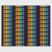 Rainbow Voornaam "KARA"; vun & kleurrijk Cadeaupapier (Vlak)