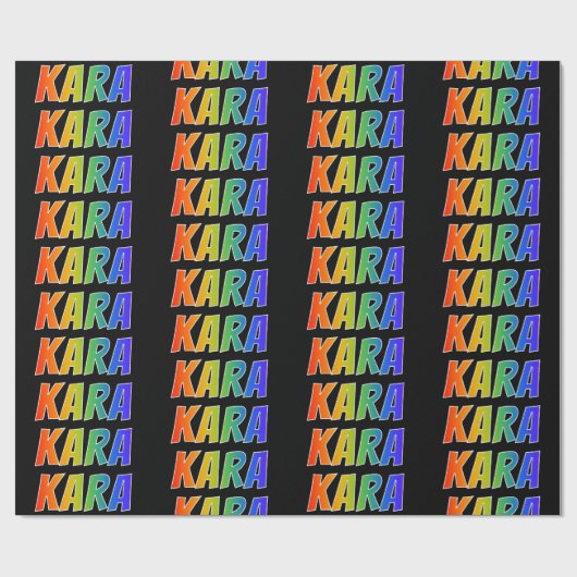 Rainbow Voornaam "KARA"; vun & kleurrijk Cadeaupapier (Vlak)