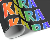 Rainbow Voornaam "KARA"; vun & kleurrijk Cadeaupapier (Rol Hoek)