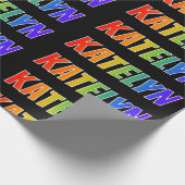 Rainbow Voornaam "KATELYN"; vun en kleurrijk Cadeaupapier (Hoek)