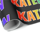 Rainbow Voornaam "KATELYN"; vun en kleurrijk Cadeaupapier (Rol Hoek)