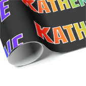 Rainbow Voornaam "KATHERINE"; vun en kleurrijk Cadeaupapier (Rol Hoek)