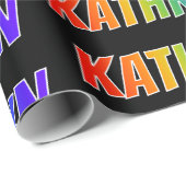 Rainbow Voornaam "KATHRYN"; vun en kleurrijk Cadeaupapier (Rol Hoek)