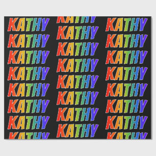 Rainbow Voornaam "KATHY"; vun & kleurrijk Cadeaupapier