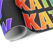 Rainbow Voornaam "KATHY"; vun & kleurrijk Cadeaupapier (Rol Hoek)