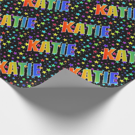 Rainbow Voornaam "KATIE" + sterren Cadeaupapier (Hoek)