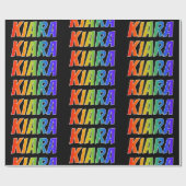 Rainbow Voornaam "KIARA"; vun en kleurrijk Cadeaupapier (Vlak)