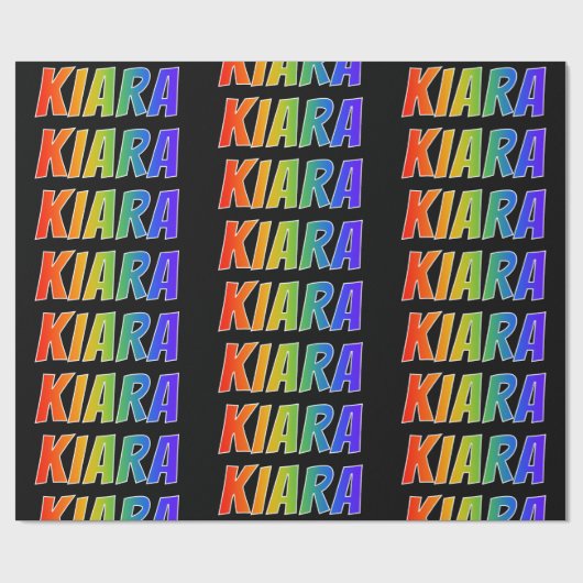 Rainbow Voornaam "KIARA"; vun en kleurrijk Cadeaupapier (Vlak)