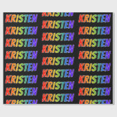 Rainbow Voornaam "KRISTEN"; vun & kleurrijk Cadeaupapier (Vlak)