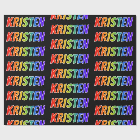 Rainbow Voornaam "KRISTEN"; vun & kleurrijk Cadeaupapier (Vlak)