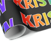 Rainbow Voornaam "KRISTEN"; vun & kleurrijk Cadeaupapier (Rol Hoek)