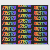 Rainbow Voornaam "KRISTIN"; vun en kleurrijk Cadeaupapier (Vlak)